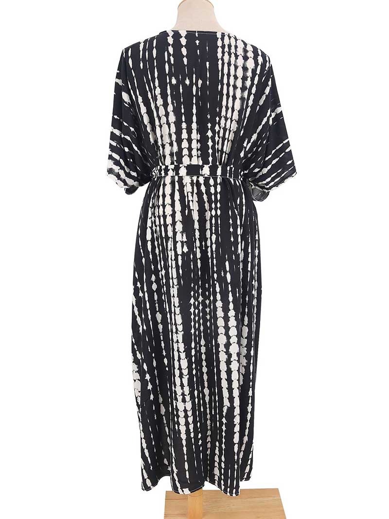 Tie-Dye Print Different Colors Rayon Long Length Gown Kimono Duster Robe - Image 5