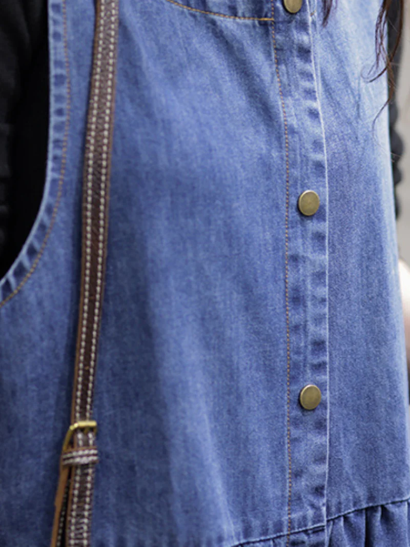 My Memories Casual Round Neck Denim Dress - Image 5