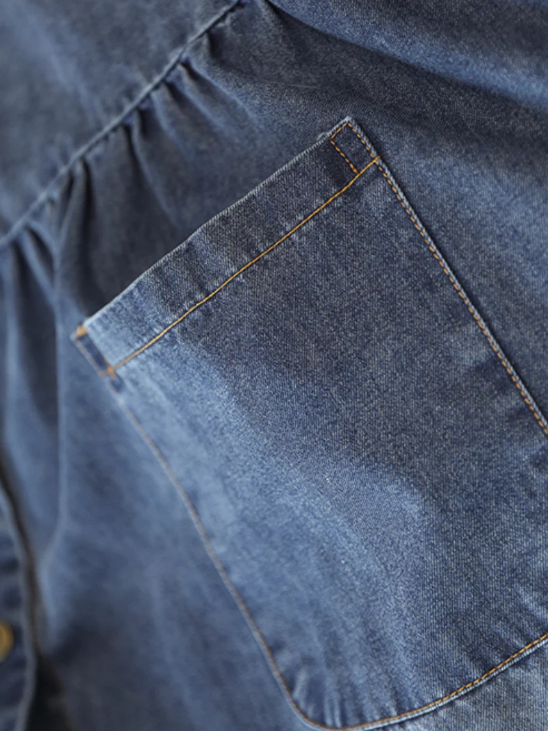 My Memories Casual Round Neck Denim Dress - Image 6