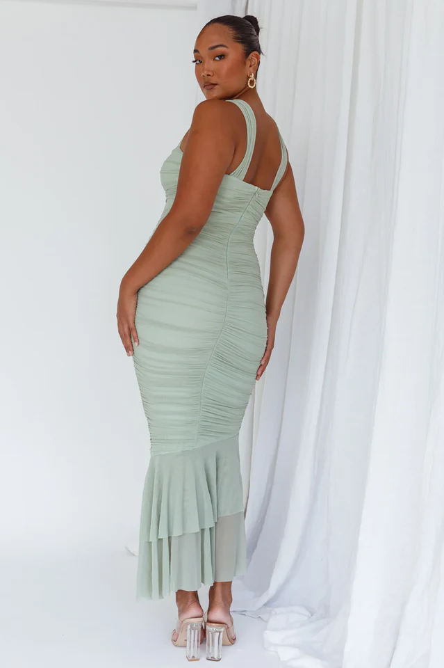 Nadia Ruched Fishtail Maxi Dress - Image 9