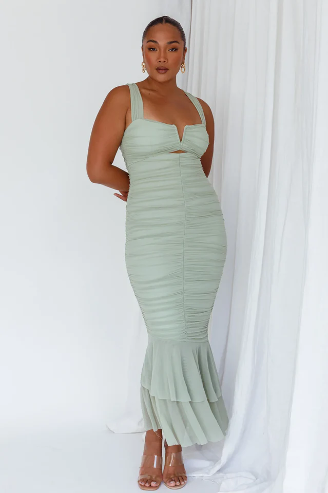 Nadia Ruched Fishtail Maxi Dress - Image 4