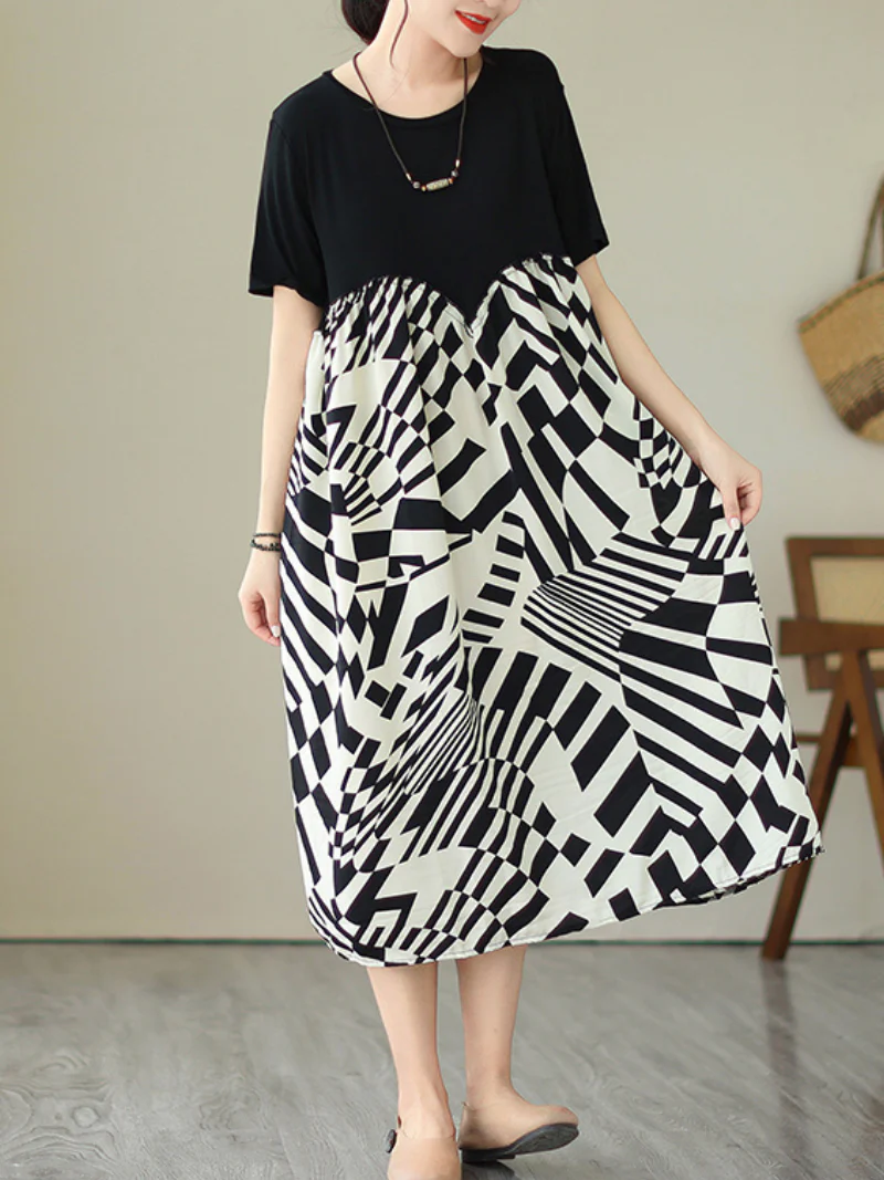Nature Love Round Neck Commuter A-line Dress - Image 2