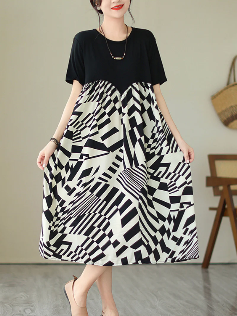 Nature Love Round Neck Commuter A-line Dress - Image 3