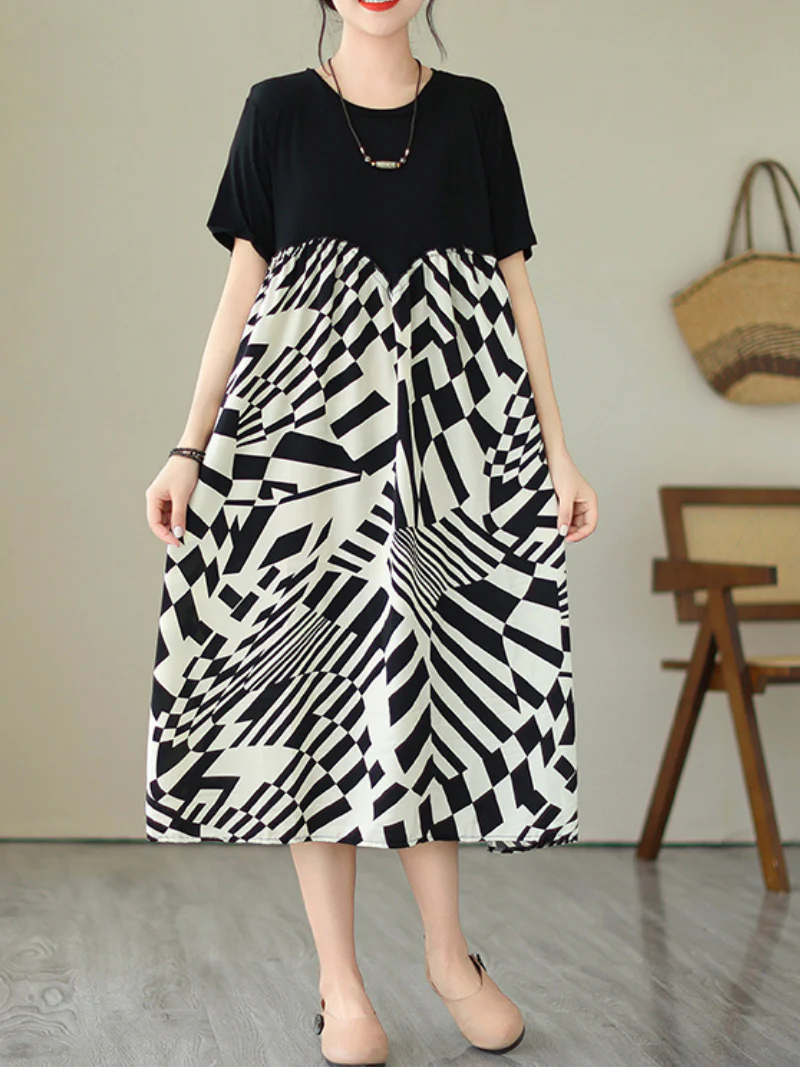 Nature Love Round Neck Commuter A-line Dress - Image 4