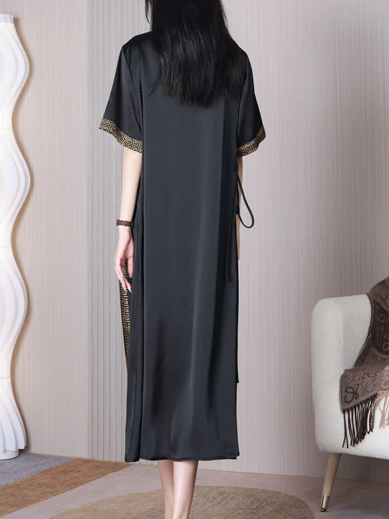 Nature Love V-neck Middlw Waist A-line Dress - Image 4