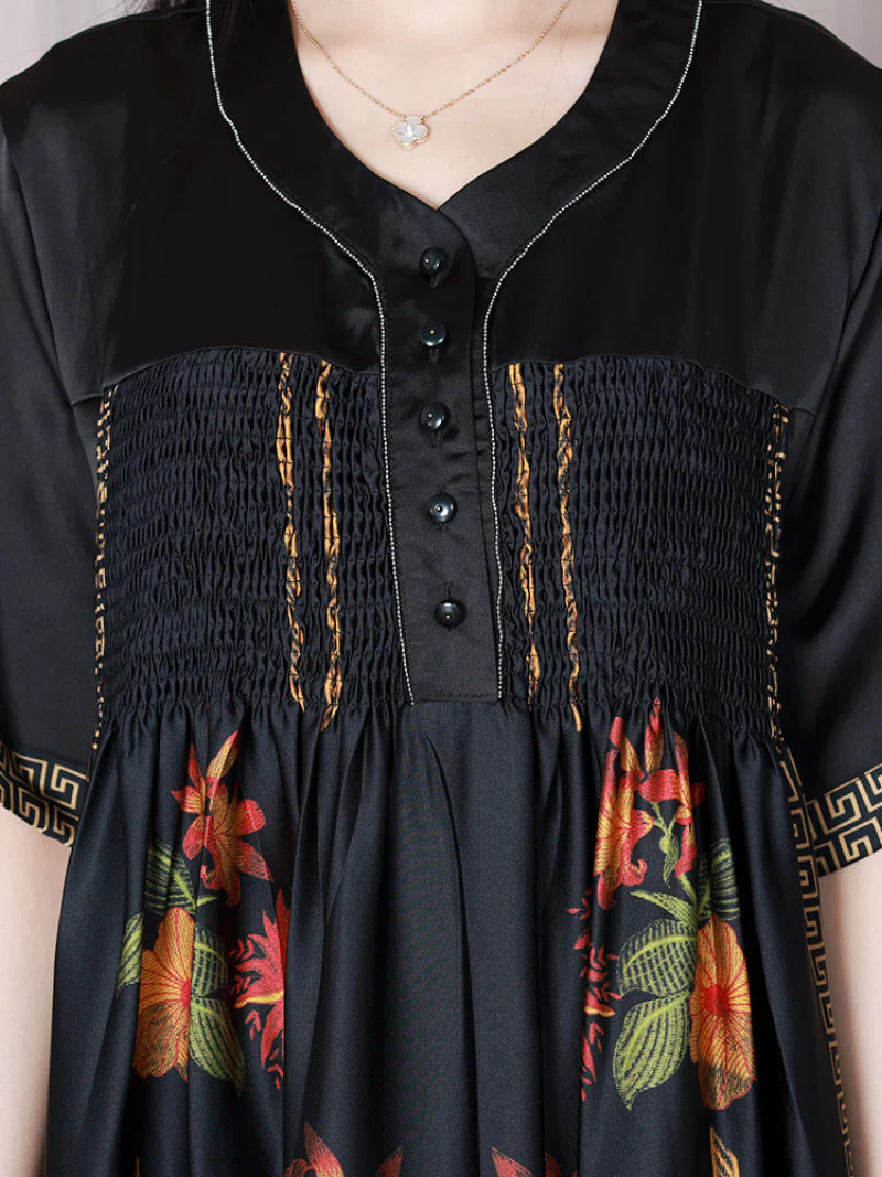 Nature Love V-neck Middlw Waist A-line Dress - Image 5