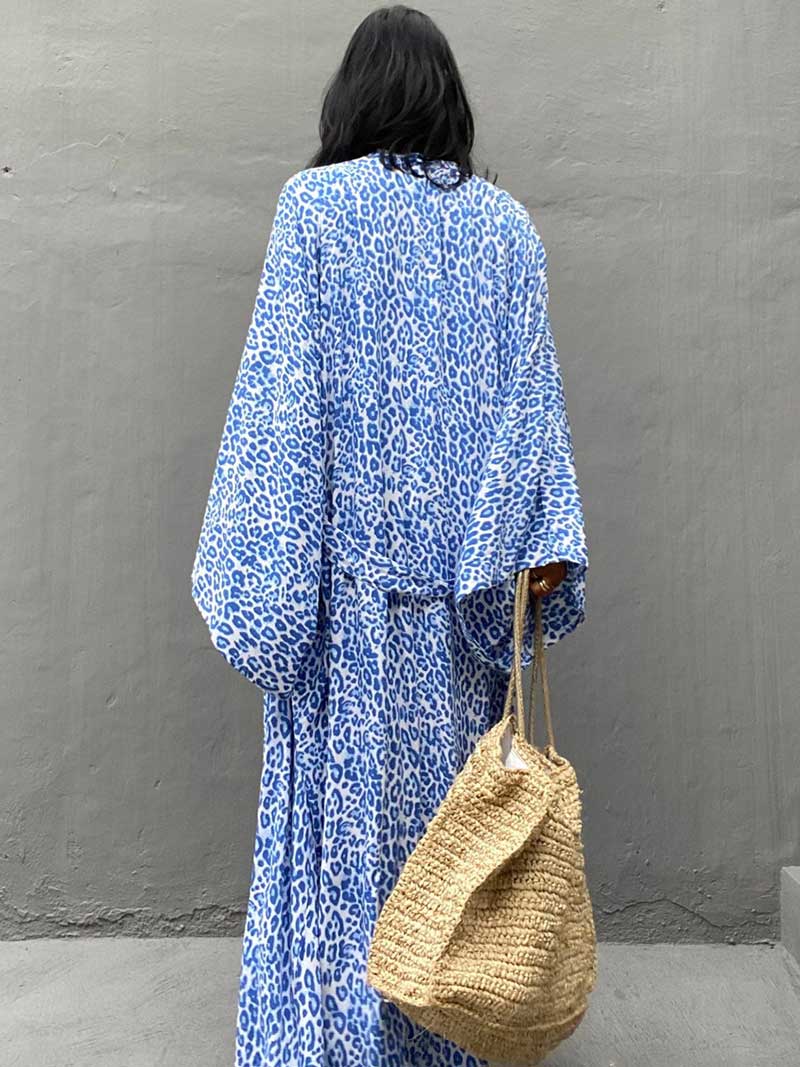 Printed Different Colors Rayon Long Length Gown Kimono Duster Robe - Image 10