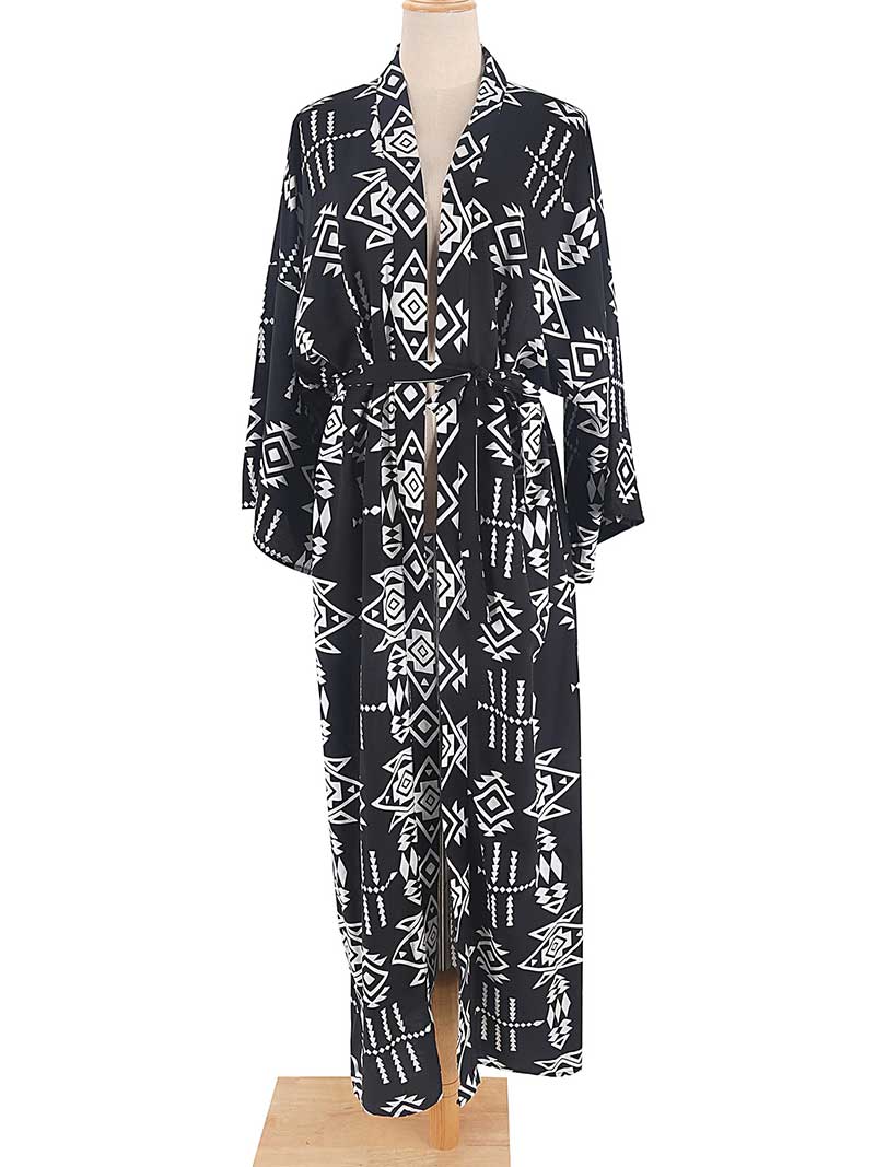 Printed Different Colors Rayon Long Length Gown Kimono Duster Robe - Image 2