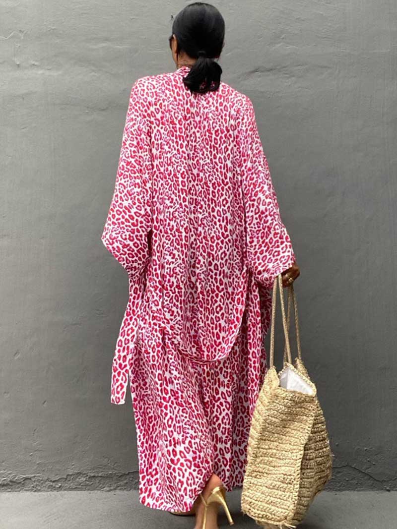 Printed Different Colors Rayon Long Length Gown Kimono Duster Robe - Image 22