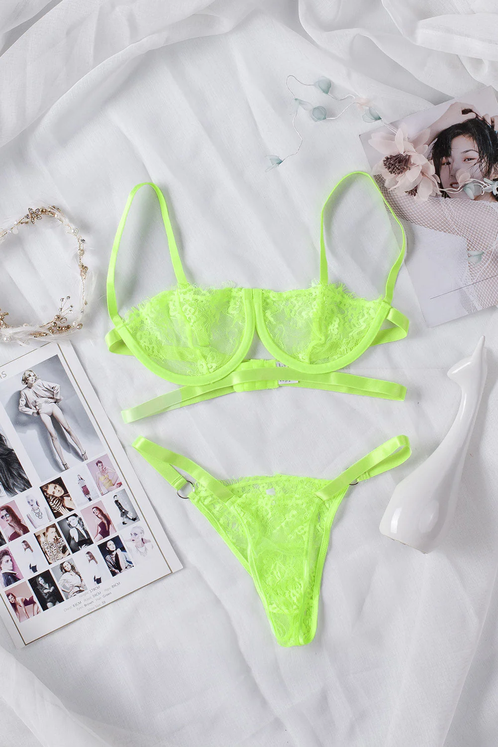 Neon Lace Balconette Bralette Lingerie Set - Image 65