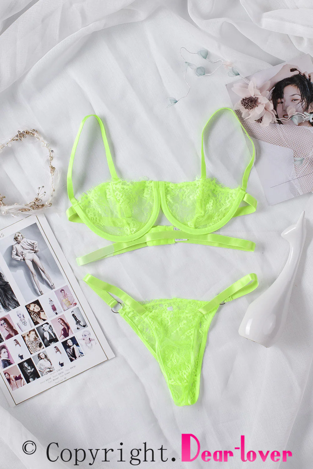 Neon Lace Balconette Bralette Lingerie Set - Image 76