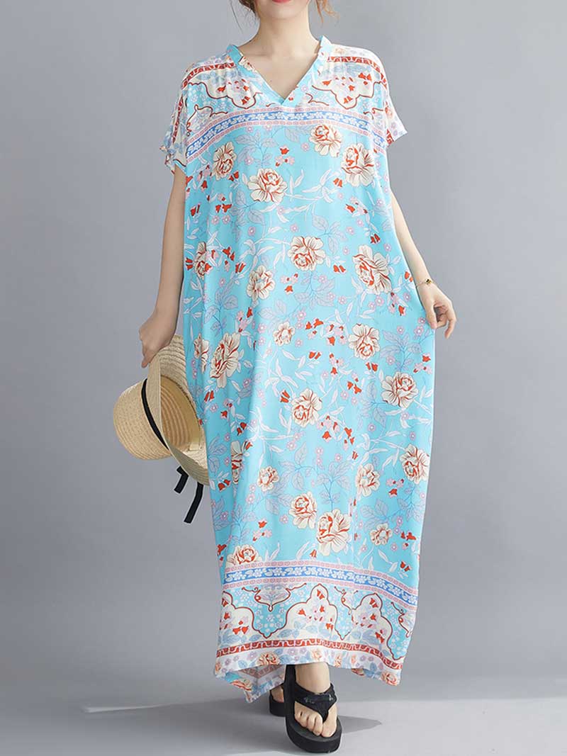 Never Look Back Floral Printed Kaftan Dress - Image 3
