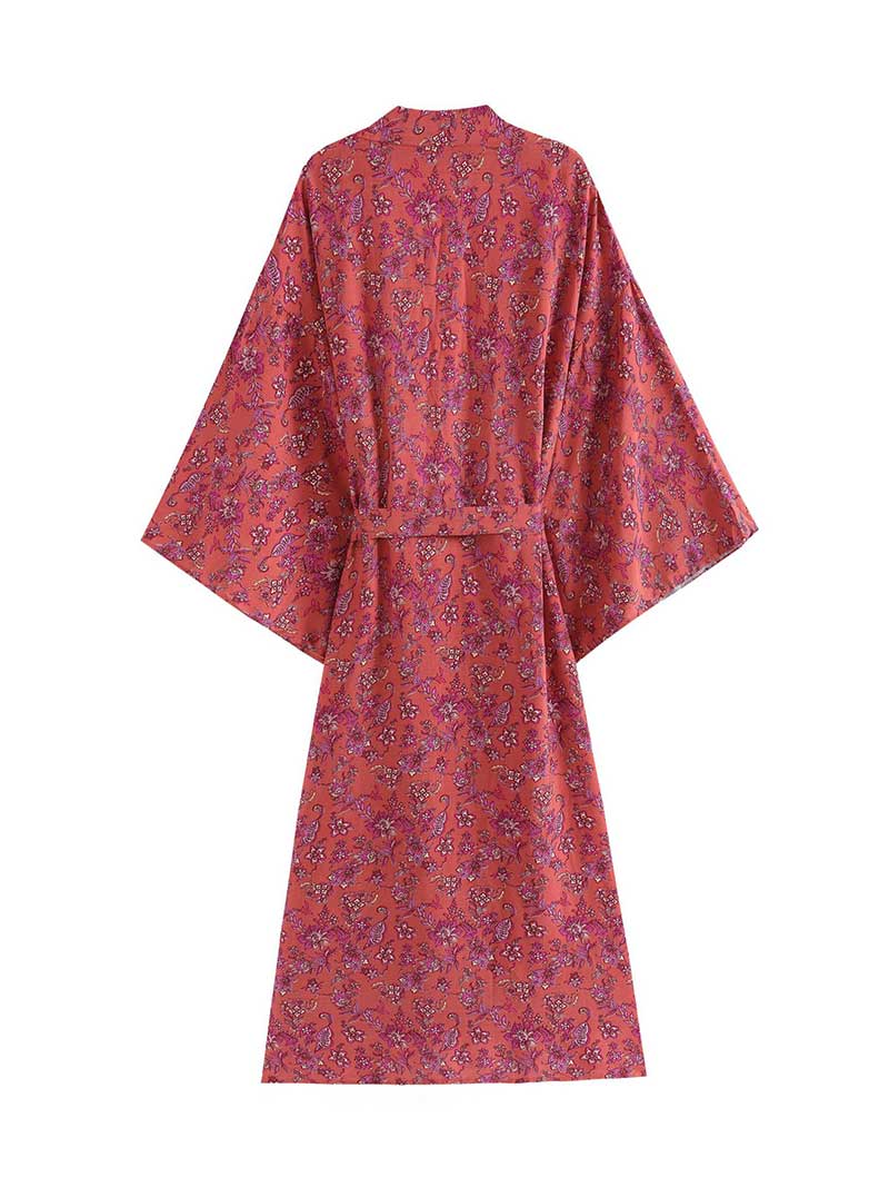Nightwear Floral  Print Long Length Kimono Gown Duster Robe - Image 2