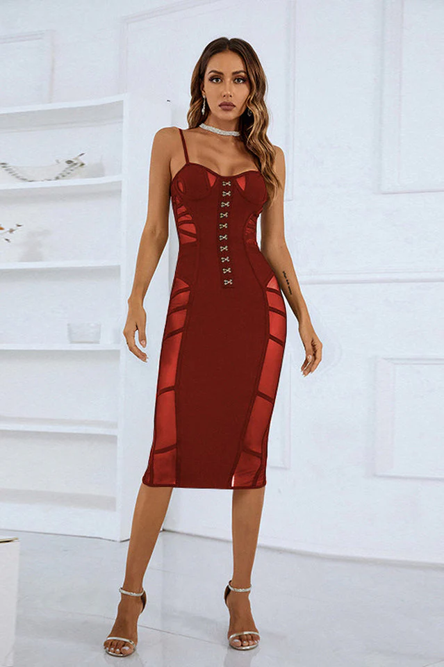 Nira Sweetheart Mesh Midi Dress - Image 11