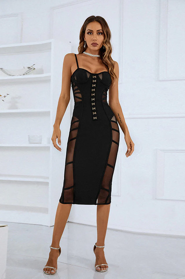 Nira Sweetheart Mesh Midi Dress - Image 3