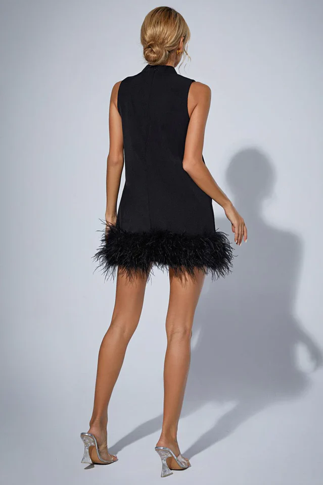 Nisha Feather Mini Dress - Image 5