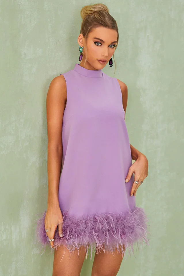 Nisha Feather Mini Dress - Image 7