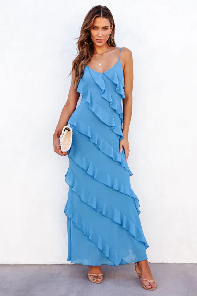 Ocean Waves Tiered Ruffle Maxi Dress - Image 2