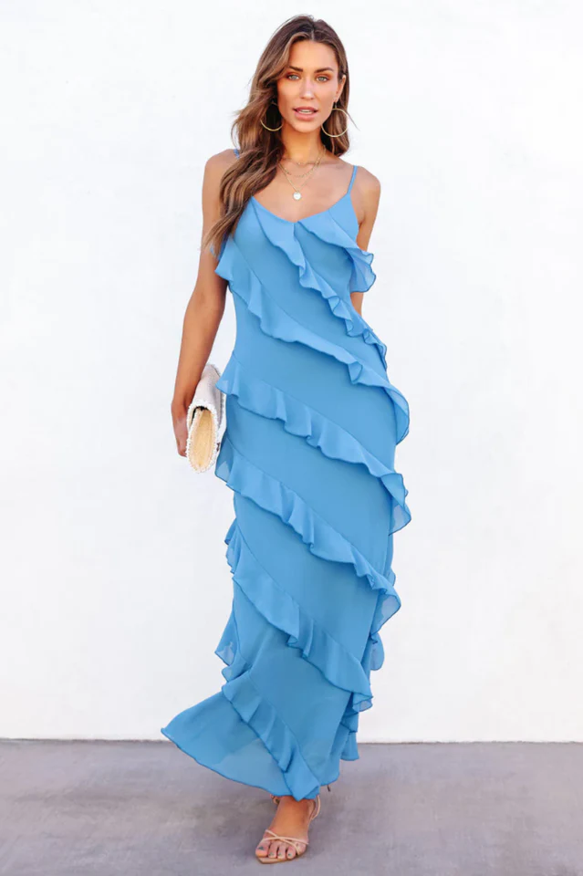 Ocean Waves Tiered Ruffle Maxi Dress - Image 3