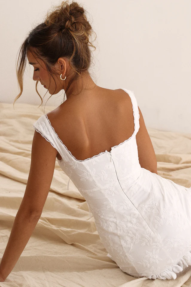 Odessa White Embroidered Mini Dress - Image 8