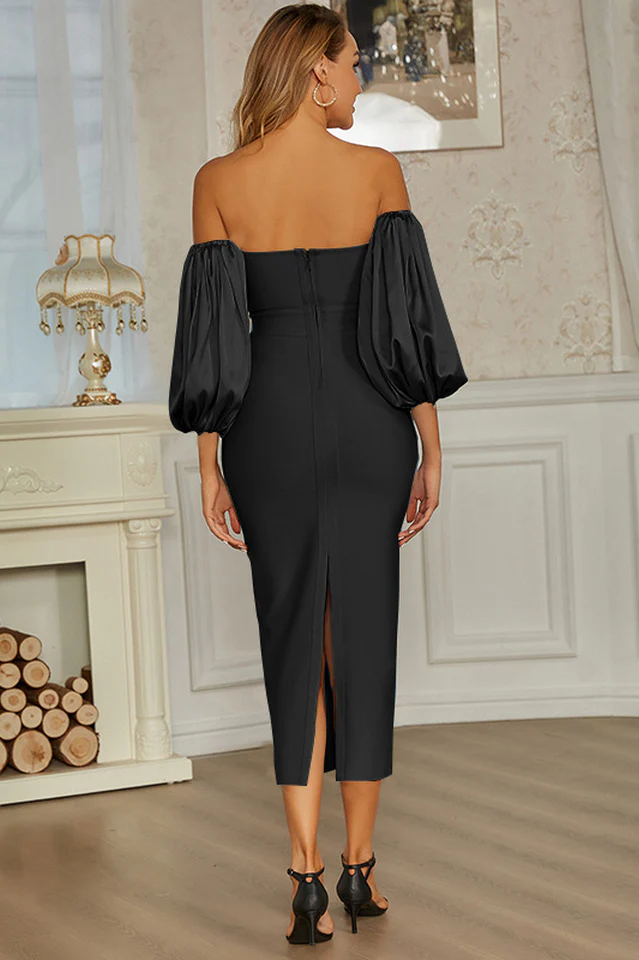Off Shoulder Lantern Sleeve Dress - Image 12