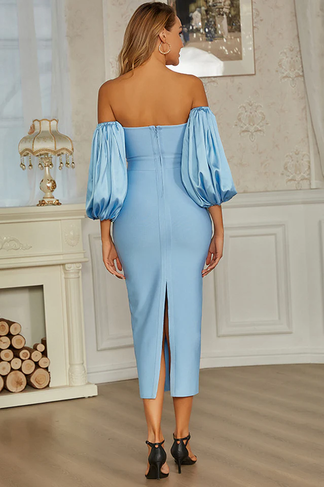 Off Shoulder Lantern Sleeve Dress - Image 4