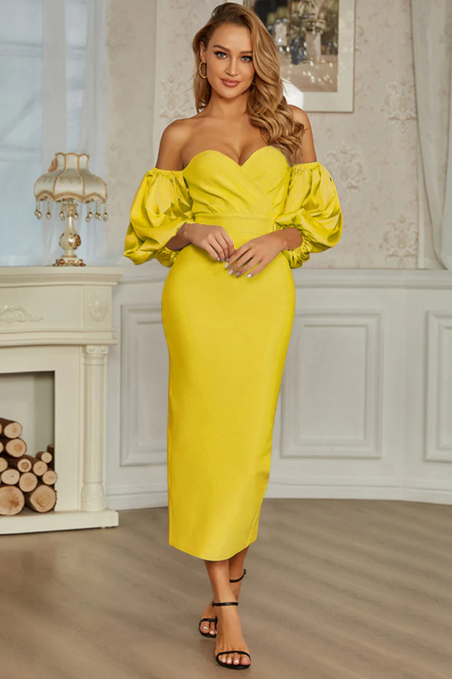 Off Shoulder Lantern Sleeve Dress - Image 6