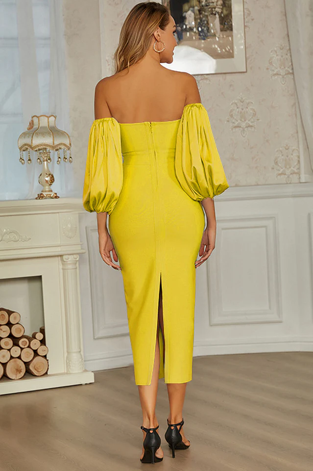 Off Shoulder Lantern Sleeve Dress - Image 8