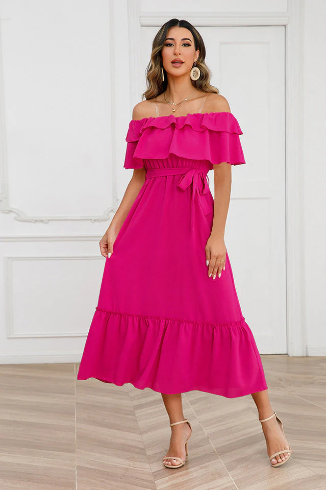 Off Shoulder Tiered Maxi Dress - Image 11