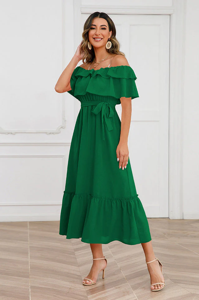 Off Shoulder Tiered Maxi Dress - Image 3