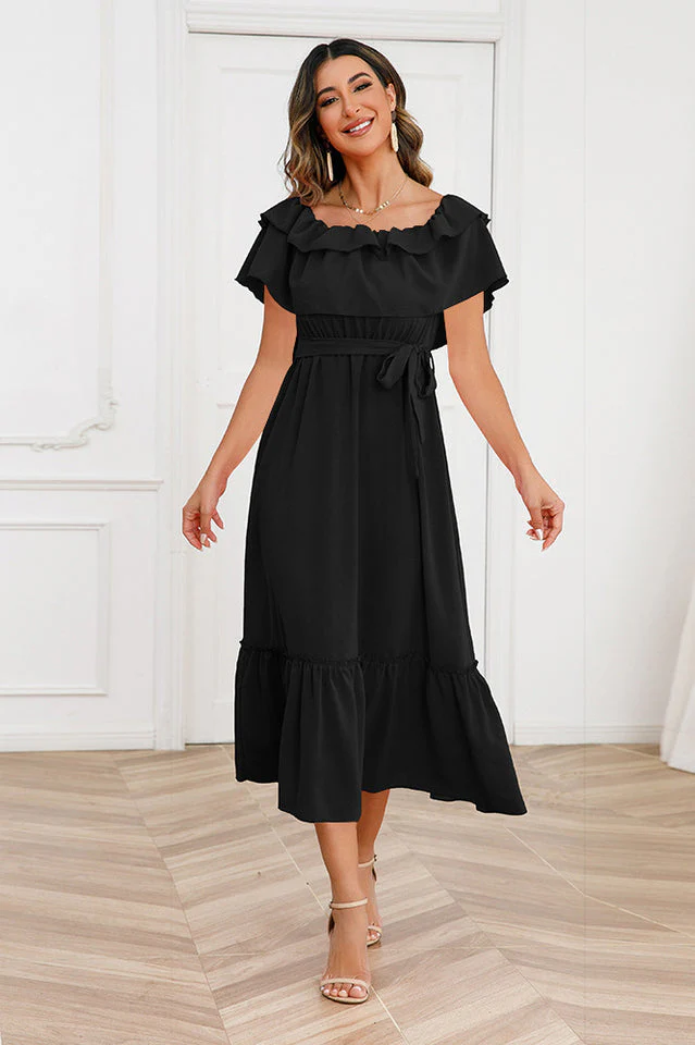 Off Shoulder Tiered Maxi Dress - Image 7