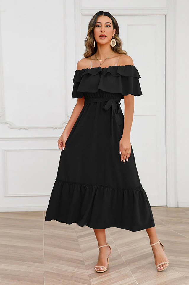 Off Shoulder Tiered Maxi Dress - Image 8