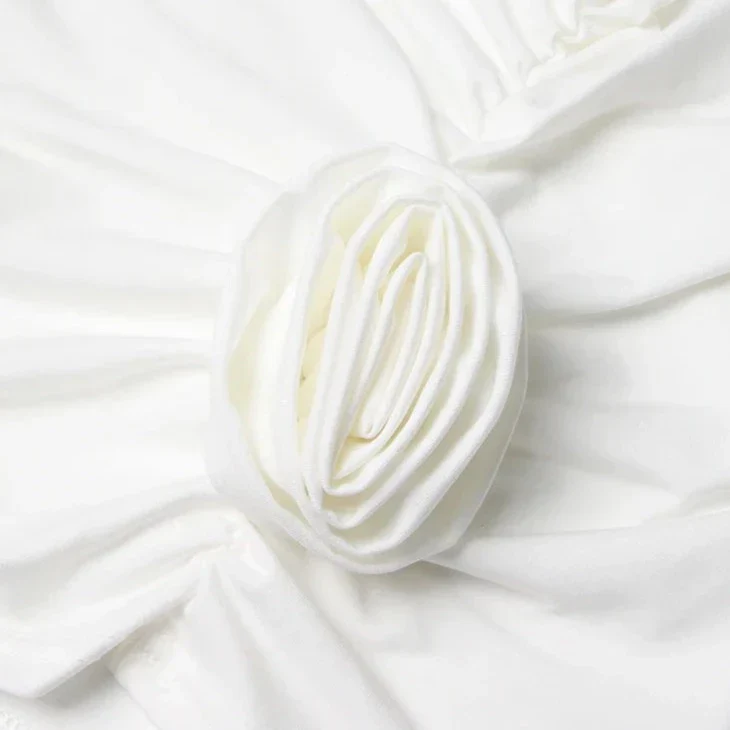 WHITE ONE SHOULDER TOP with Flowers - Image 7