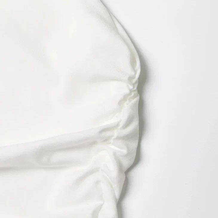WHITE ONE SHOULDER TOP with Flowers - Image 9
