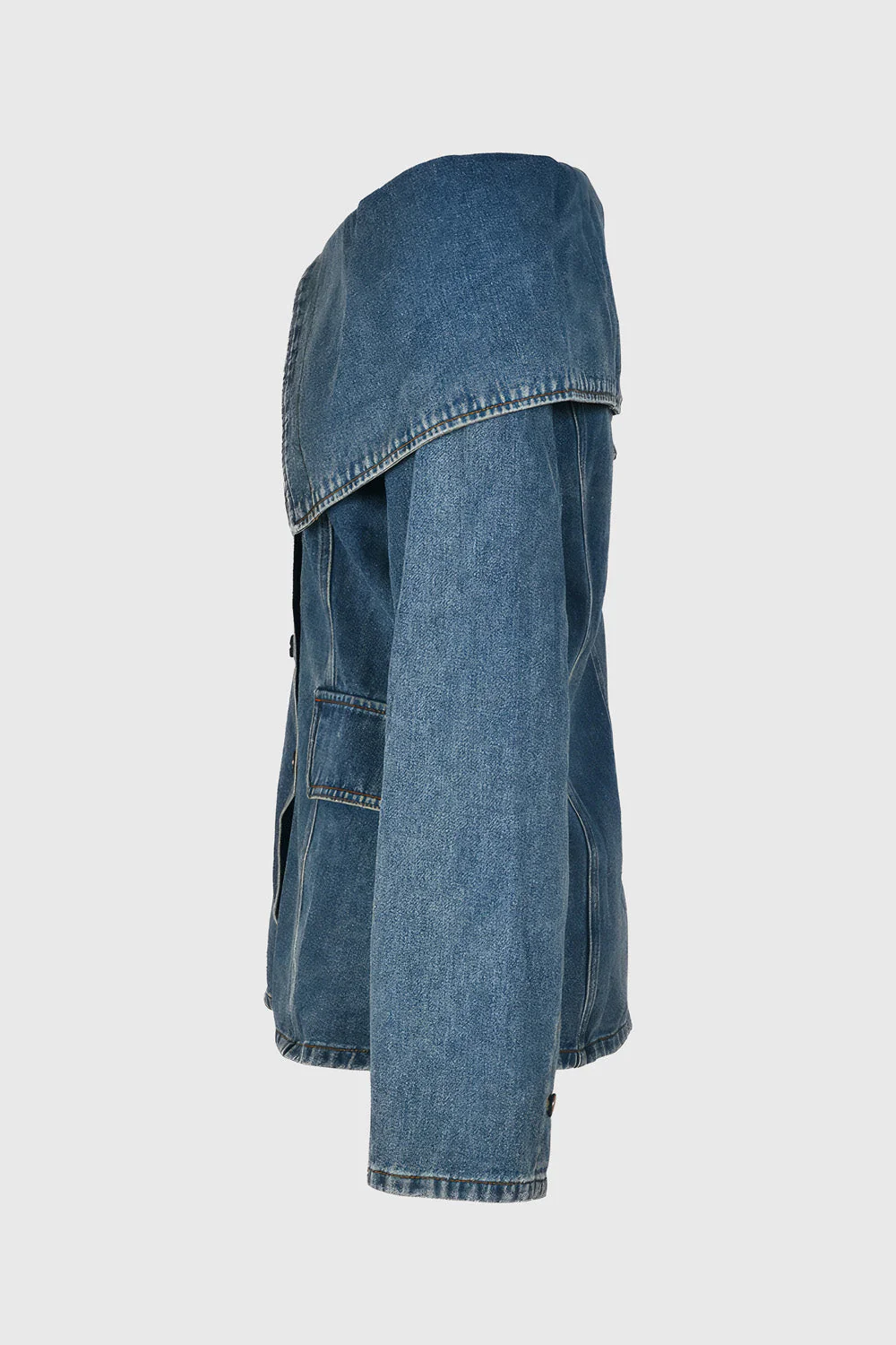 Off Shoulders Denim Top - Blue - Image 3