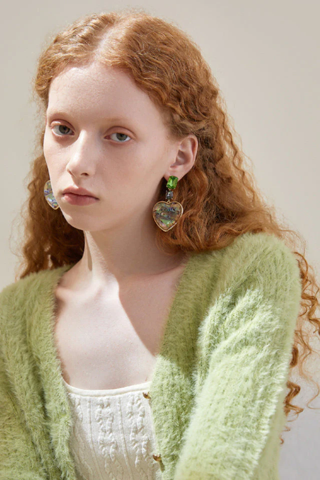 Oil Printing Heart Pendent Earrings - Image 2