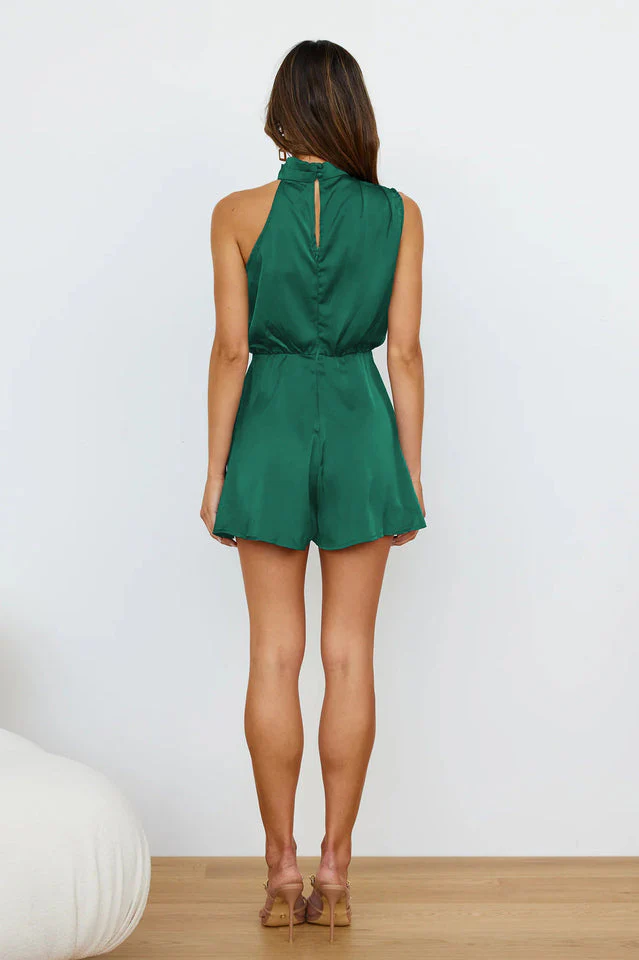On A Drive Satin Playsuit - Image 16