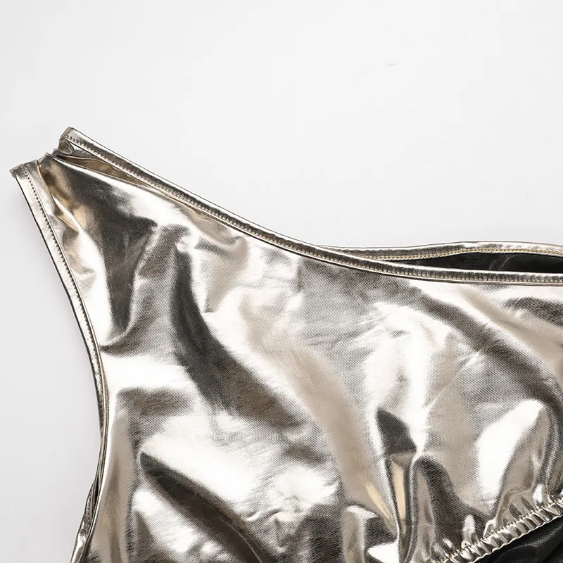 ONE SHOULDER SILVER BODYCON MIDI DRES - Image 11