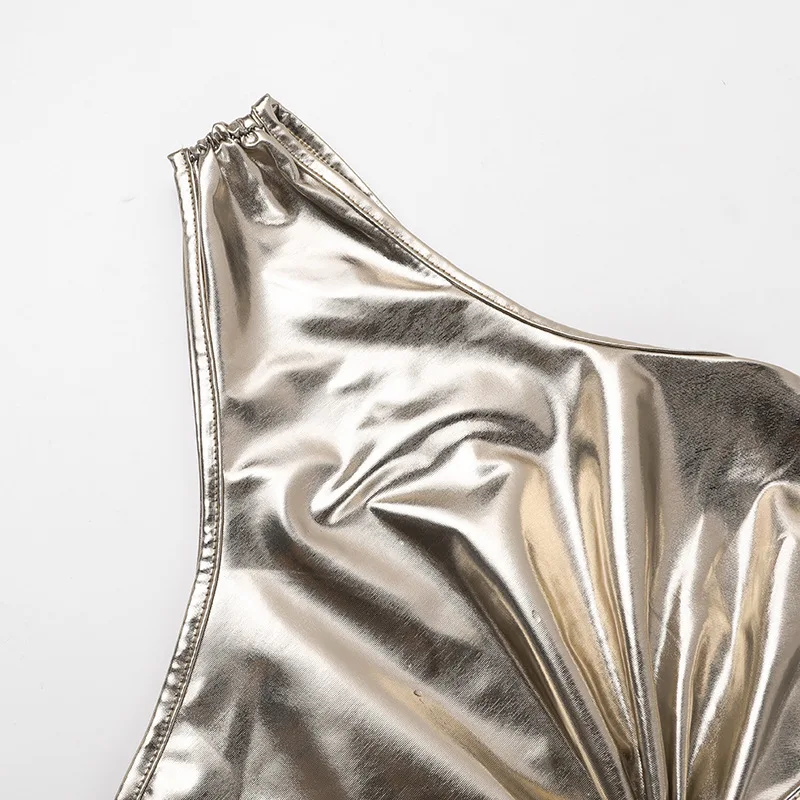 ONE SHOULDER SILVER BODYCON MIDI DRES - Image 7