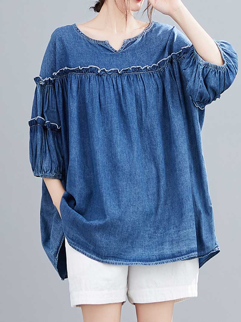 Only the Lonely Plain Denim Top - Image 3