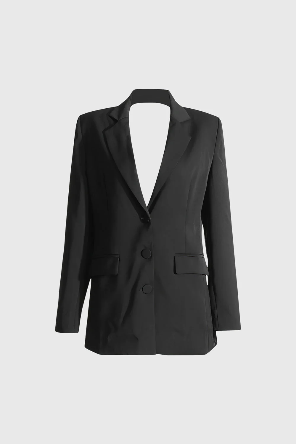 Open Back Blazer with Rhinestones - Black - Image 3