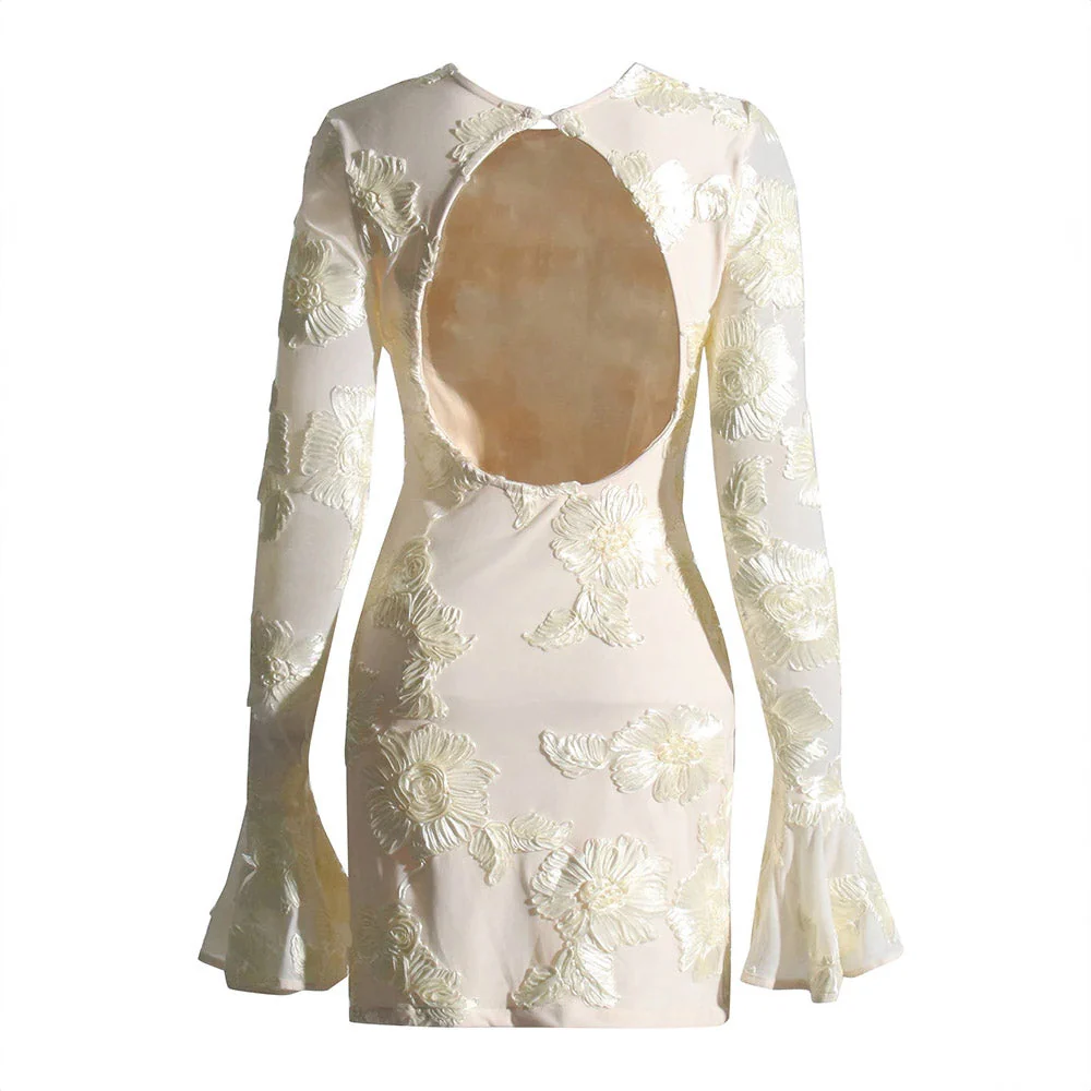 OPEN Back Mini Dress with Flowers - Image 4