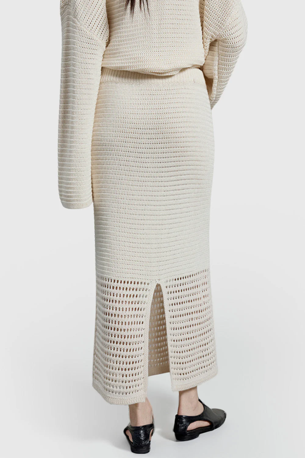 Open Knit Midi Skirt - White - Image 2