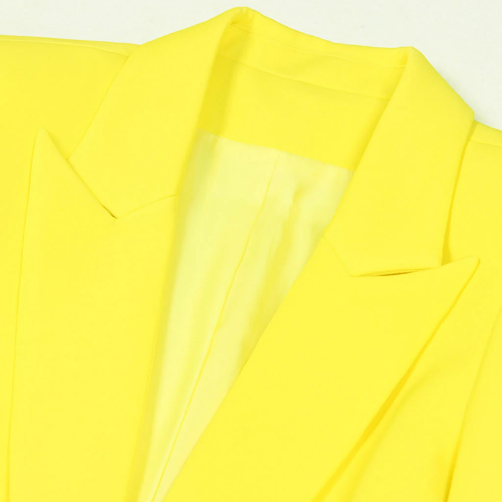 Opulent Contrast Faux Fur Long Sleeve Peak Lapel Single Breasted Tailored Blazer - Image 3