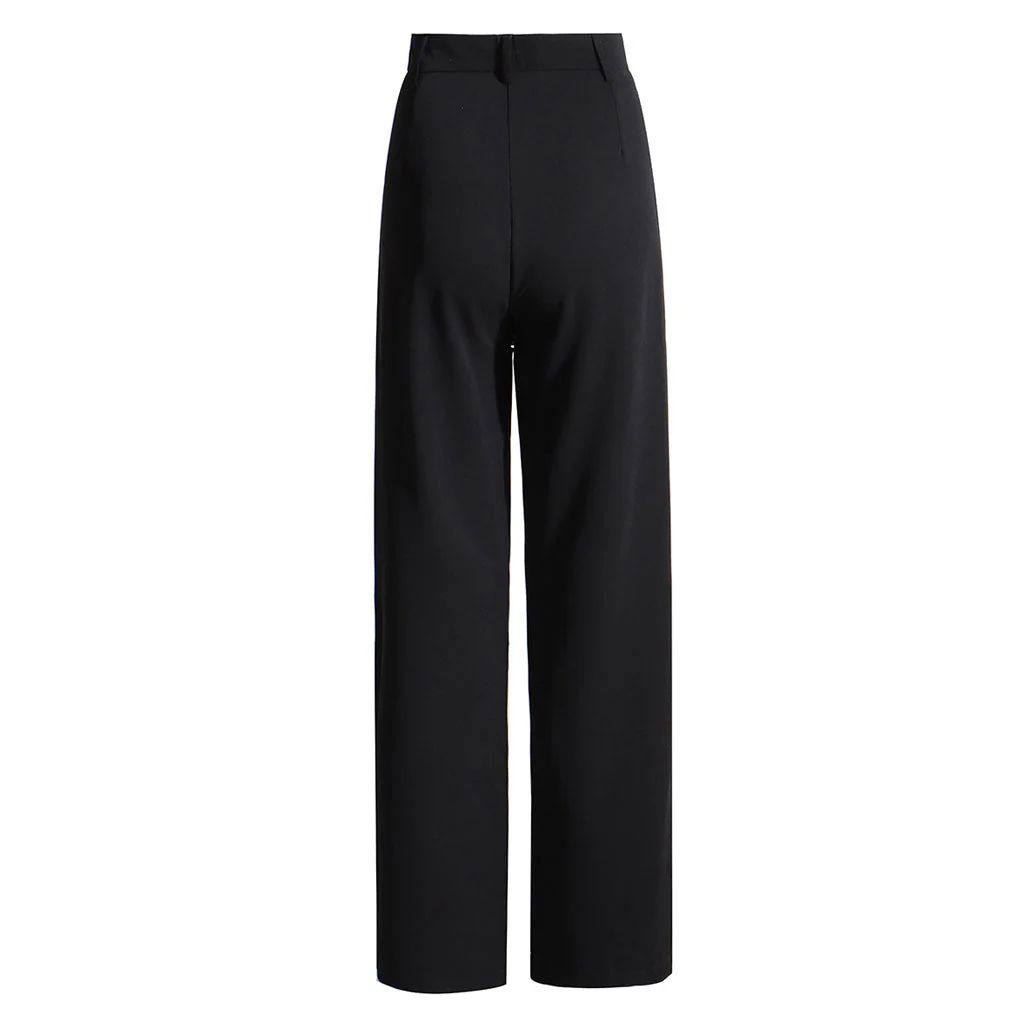 Opulent Crystal Embellished CutOut High Waist Straight Leg Suit Pants - Image 3