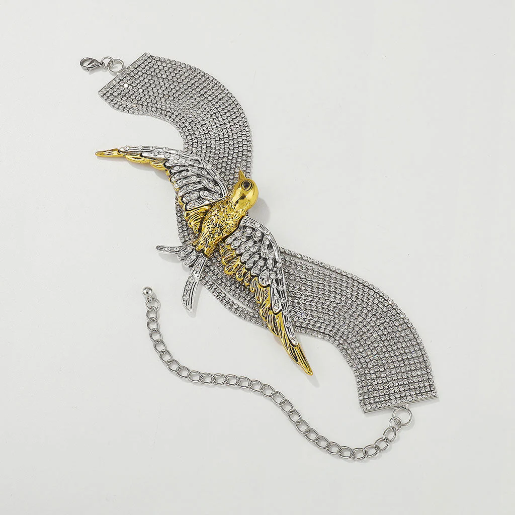 Opulent Crystal Exaggerated Bird Layered Tennis Choker NeckLace - Image 6