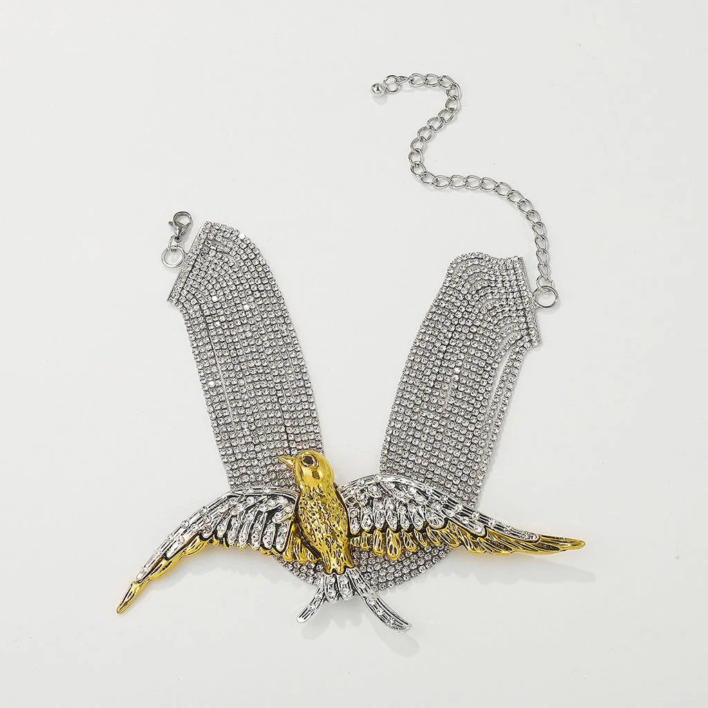 Opulent Crystal Exaggerated Bird Layered Tennis Choker NeckLace - Image 7