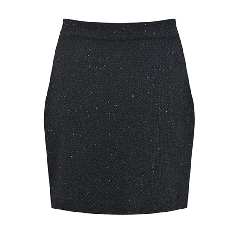 Opulent Crystal Trim High Waist Patch Pocket Bodycon Wool Knit Sequin Mini Skirt - Image 2