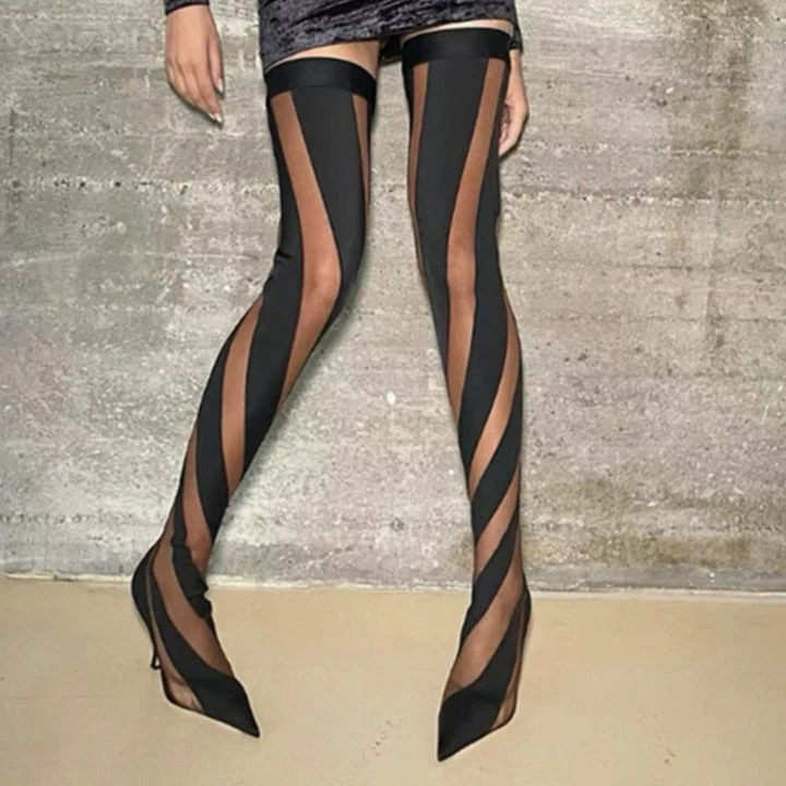 Black Mesh HIGH BOOTS - Image 11