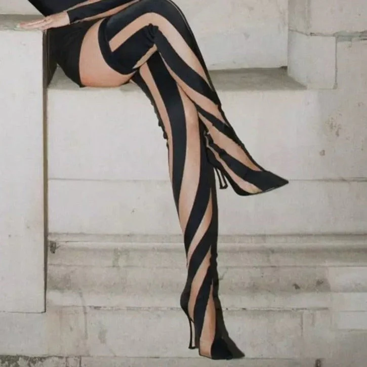 Black Mesh HIGH BOOTS - Image 8